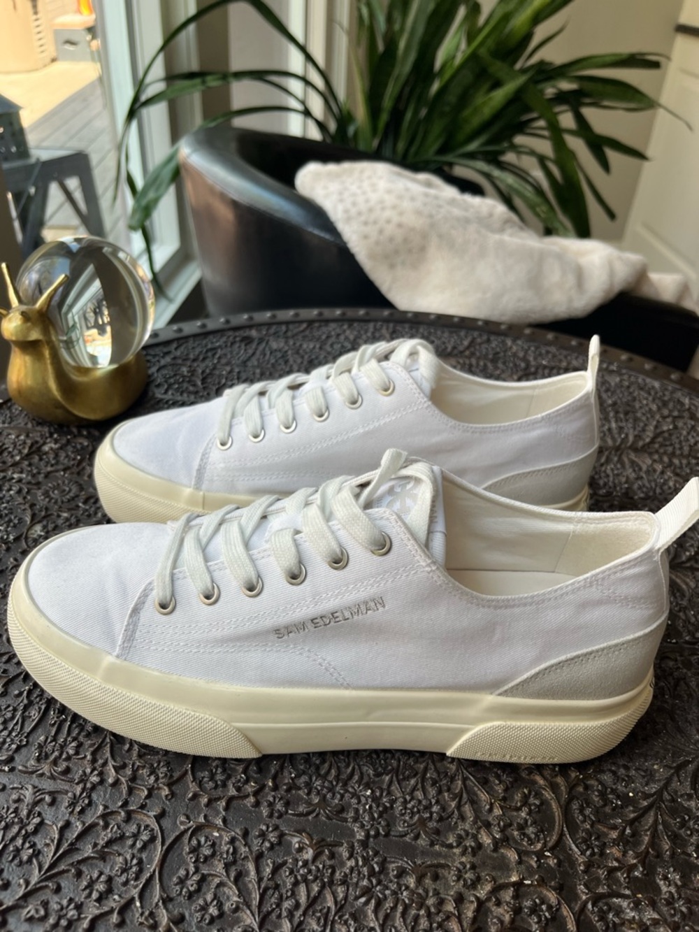 SAM EDELMAN SONIA PLATFORM WHITE CANVAS SNEAKERS 9 - Picture 5 of 12